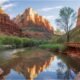 Stunning cliffs, canyons, and landscapes in Zion National Park during sunrise, showcasing the park's natural beauty.