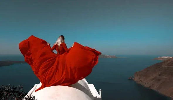 Santorini Greece Flying Dress Photoshoot – Turn Your Dream into Reality