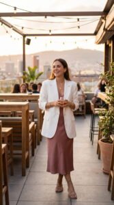 Blazer Over Dress Travel Outfit