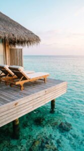 Bungalow Over Crystal Water Travel Aesthetic