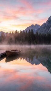 Lake Reflection at Sunrise Travel Aesthetic