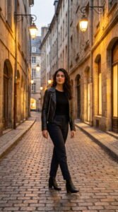 Leather Jacket Evening Travel Outfit