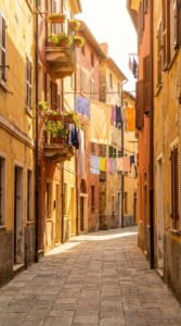 Narrow Alley With Hanging Laundry Travel Aesthetic
