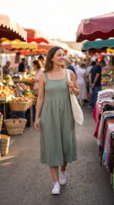 Sundress With Sneakers Travel Outfit