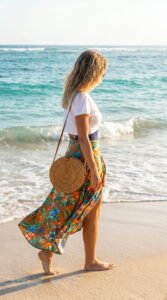 Wrap Skirt and Tank Beach Travel Outfit